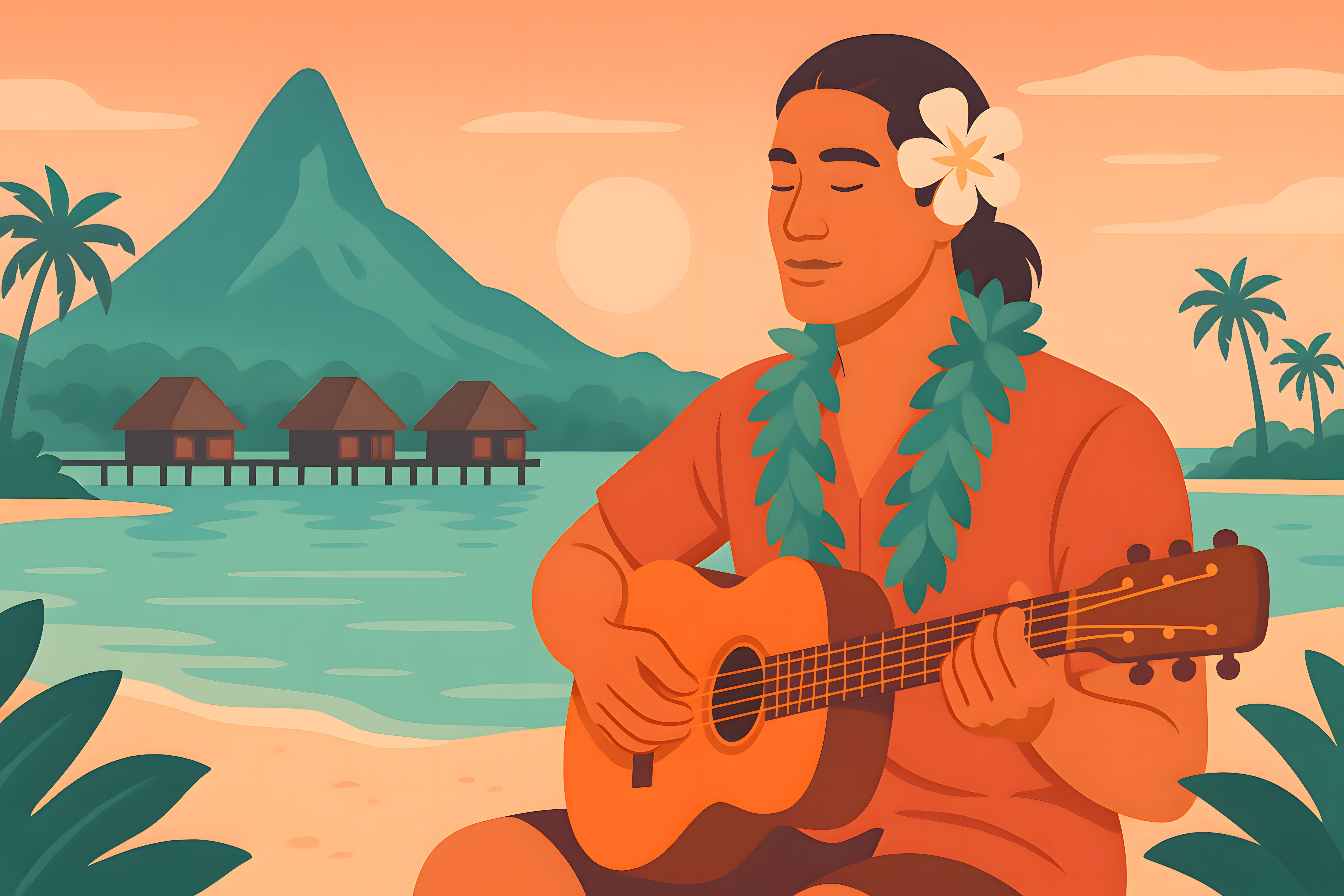 Illustration d’un musicien détendu jouant de la guitare